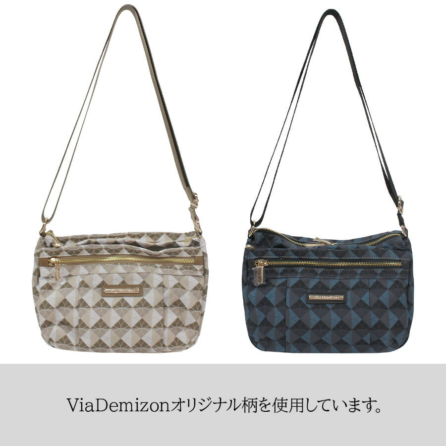 【Via Demizon】VI001 エルバ ショルダー 斜め掛け かばん カバン 鞄 バッグ シンプル ヴィアデミゾン ブラック ベージュ カーキ ネイビー 使いやすい お出かけ 普段使い 日常 母の日 敬老の日 おしゃれ ギフト プレゼント