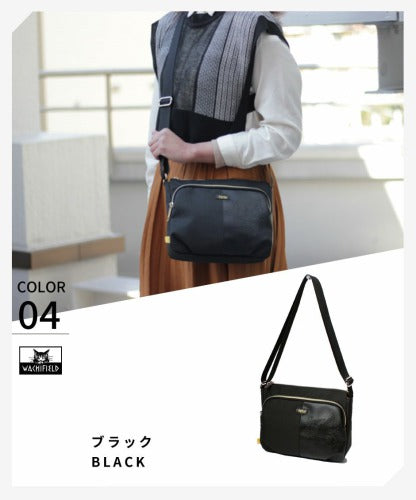 WachiField わちふぃーるど フェイクレザー 合皮 メランジ ショルダーバッグ 斜め掛け 肩掛け カバン レディース 通勤 WTMC-01 お出かけ サブバッグ 旅行 軽量 エレガント ギフト 猫 ダヤン