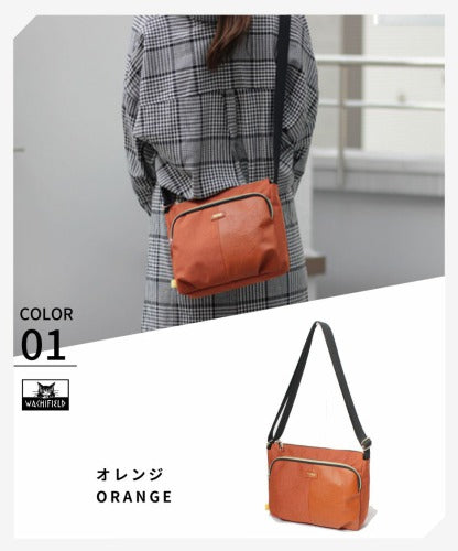 WachiField わちふぃーるど フェイクレザー 合皮 メランジ ショルダーバッグ 斜め掛け 肩掛け カバン レディース 通勤 WTMC-01 お出かけ サブバッグ 旅行 軽量 エレガント ギフト 猫 ダヤン