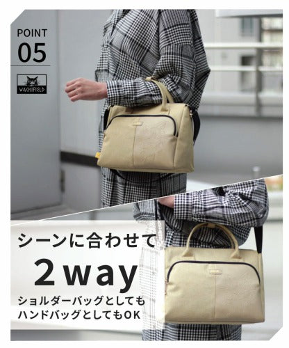 WachiField わちふぃーるど フェイクレザー 合皮 メランジ 2WAY ショルダー 斜め掛け 肩掛け ハンド トートカバン レディース 通勤 WTMC-02お出かけ サブバッグ 旅行 軽量 エレガント ギフト プレゼント  ねこ ダヤン