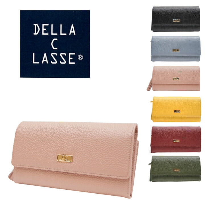 【SNSで話題のレザーケアクリームプレゼント中！】【DELLA C LASSE】デラクラッセ xh-1008 本革 長財布 タッセル シュリンク型押し 上質 牛革 かぶせ 2段 ホック式 ファスナー付き 小銭入れ Ｌ字ファスナー お札入れ ブラック ギフト プレゼント 贈り物 collonil コロニル