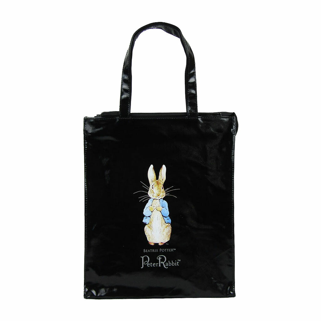 【PETER RABBIT】 0625 スクエア型ハンドバッグM サブバッグ トートバッグ 手持ち うさぎ 軽量 かわいい 自立可能 ピーターラビット ギフト プレゼント ブラック