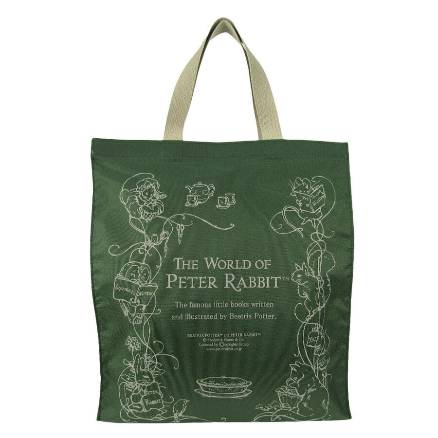 【PETER RABBIT】0647 ハンドバッグ かばん バッグ 手持ち サブバッグ エコバッグ キャラクター 角型 うさぎ ピーターラビット 使いやすい 軽量 ブラック
