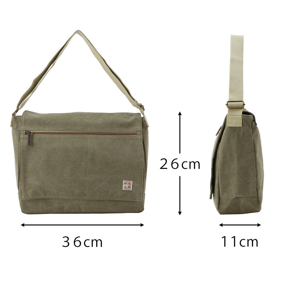 【帆布工房】3X81 FLAP SHOULDERシリーズ ショルダーバッグ はんぷこうぼう ハンプ 綿 コットン 横型 かぶせ ショルダー 斜め掛け シンプル シンプル カーキ ブラック ネイビー ベージュ 単色 おおきめ A4 収納