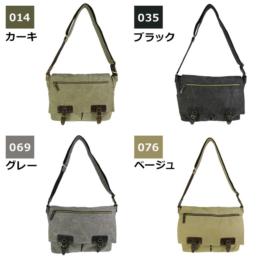 【帆布工房】3X97 VINTAGE2シリーズ ショルダーバッグ はんぷこうぼう ハンプ 綿 コットン 横型 かぶせ ショルダー 斜め掛け シンプル シンプル カーキ ブラック グレー ベージュ 単色 大きめ 使いやすい 大容量