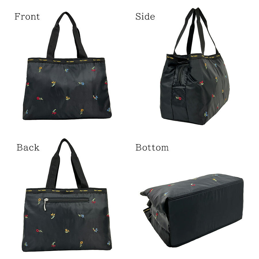 【Ferlieden】4799 刺繍 手提げ バッグ フェアリーデン ししゅう 猫 花 かわいい ポイント おしゃれ プレゼント プチギフト 軽量 軽い ブラック レディース 母の日 敬老の日 誕生日 記念日 使いやすい ポケット